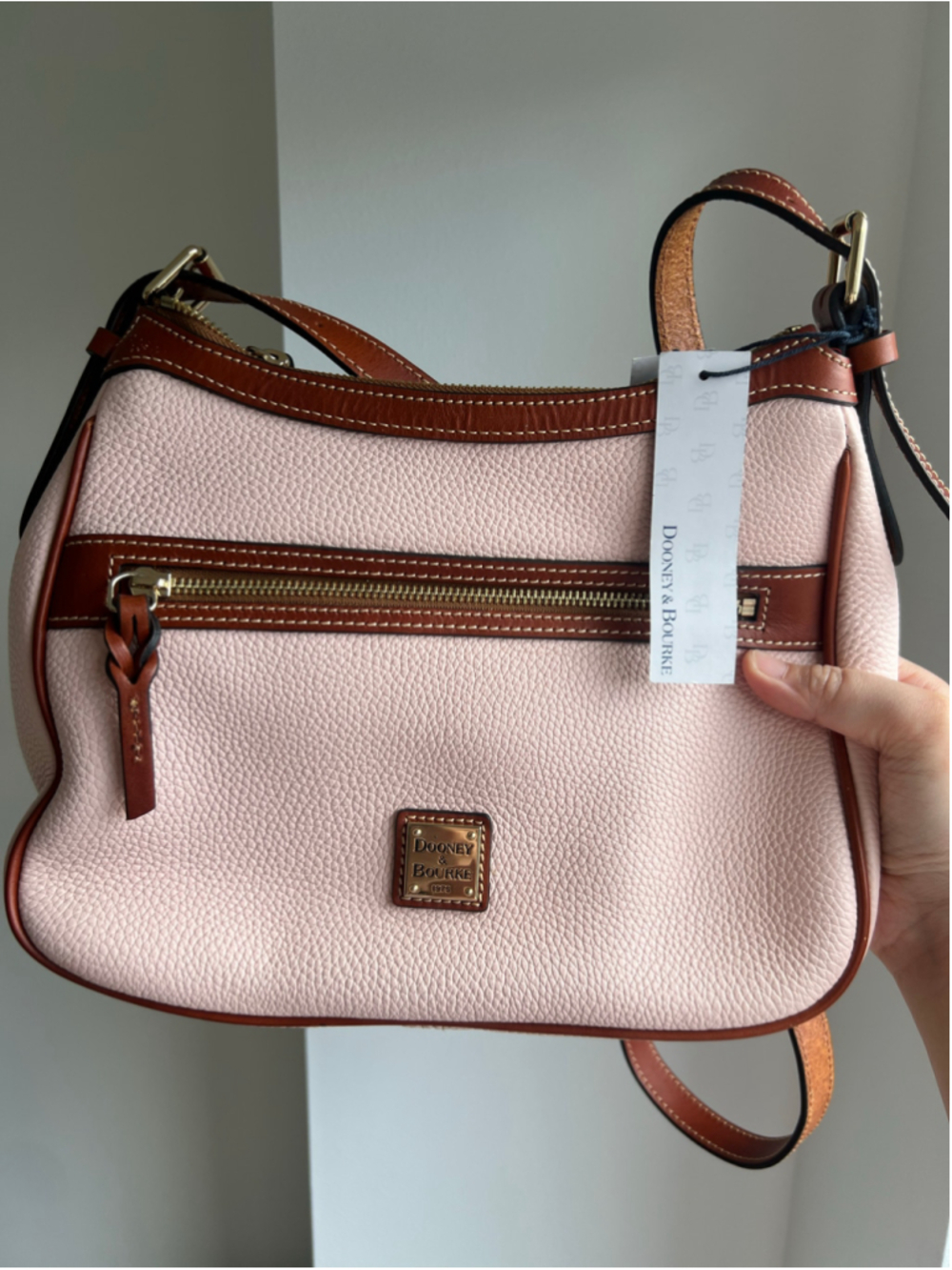 NWT Dooney & Bourke Presley Blush Pale Pink Pebble Leather Crossbody Purse